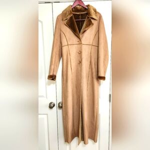 Bebe Micro Fiber Faux Shearling Faux Suede Coat Designer Luxury Vintage